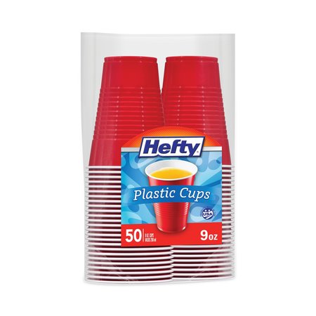 Hefty Easy Grip Disposable Plastic Party Cups, 9 oz, Red, PK600 PAC C20950